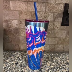 Starbucks Summer Splash 2024 Stainless Steel Tumbler w/straw Butterfly Swirl NWT